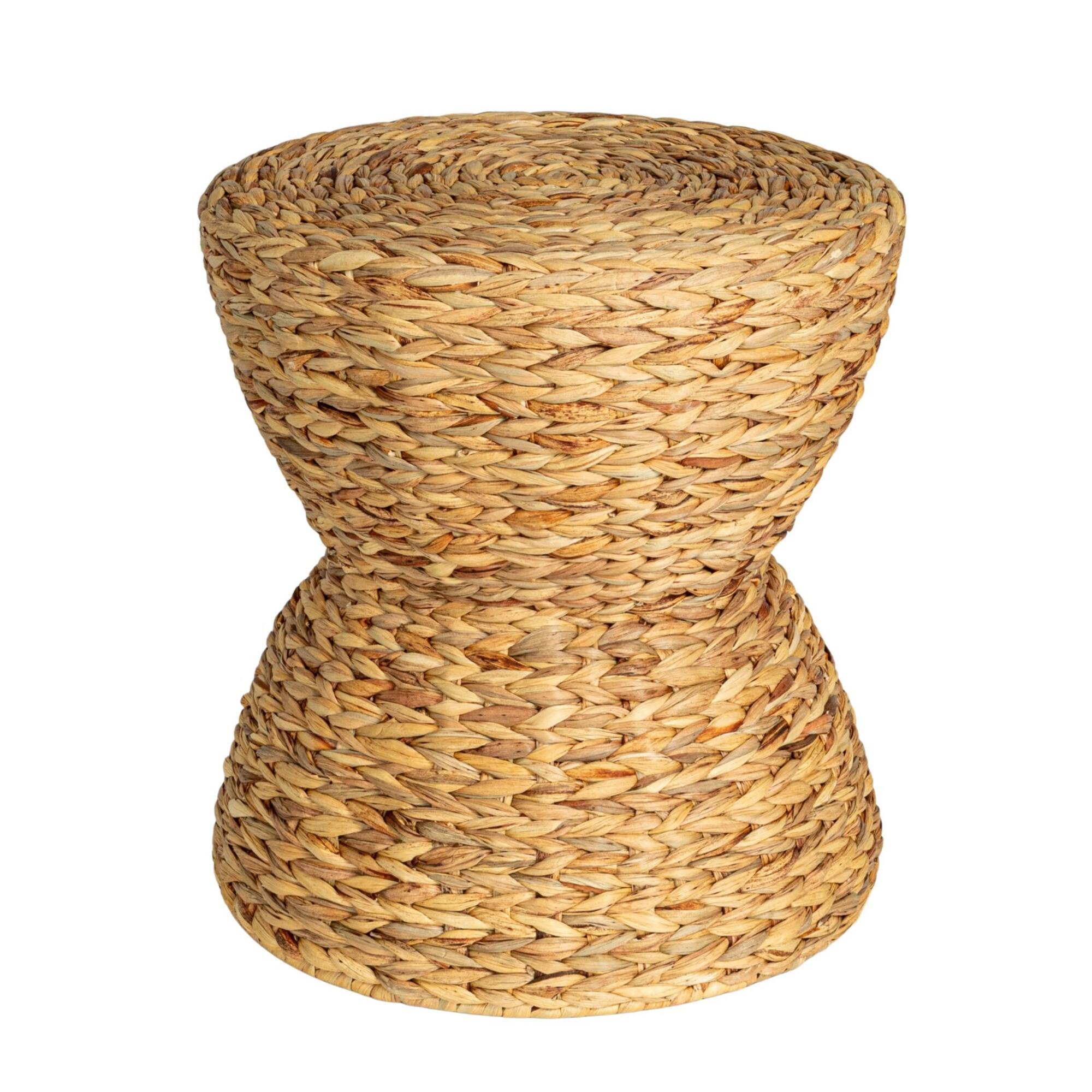 Household Essentials 18" Natural Water Hyacinth Hourglass Stool